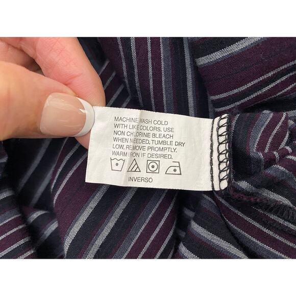 Bit & Bridle Mens Purple Black Gray Striped Western Shirt Pearl Snap Buttons XLT - Picture 7 of 7